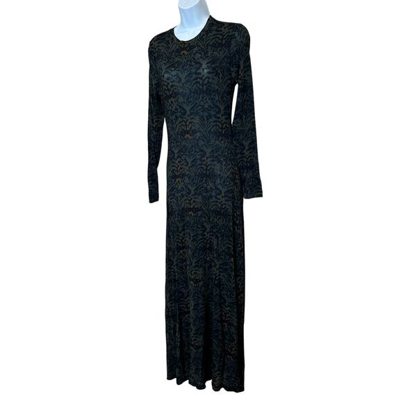 Ulla Johnson Leopard Long Sleeve Gown SMALL Jersey Maxi Dress Slinky Aline $500 - Picture 10 of 14